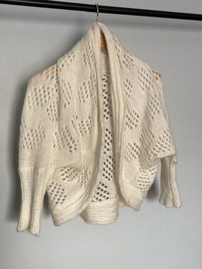 Ivory Open Stitch Women's Cardigan Sweater